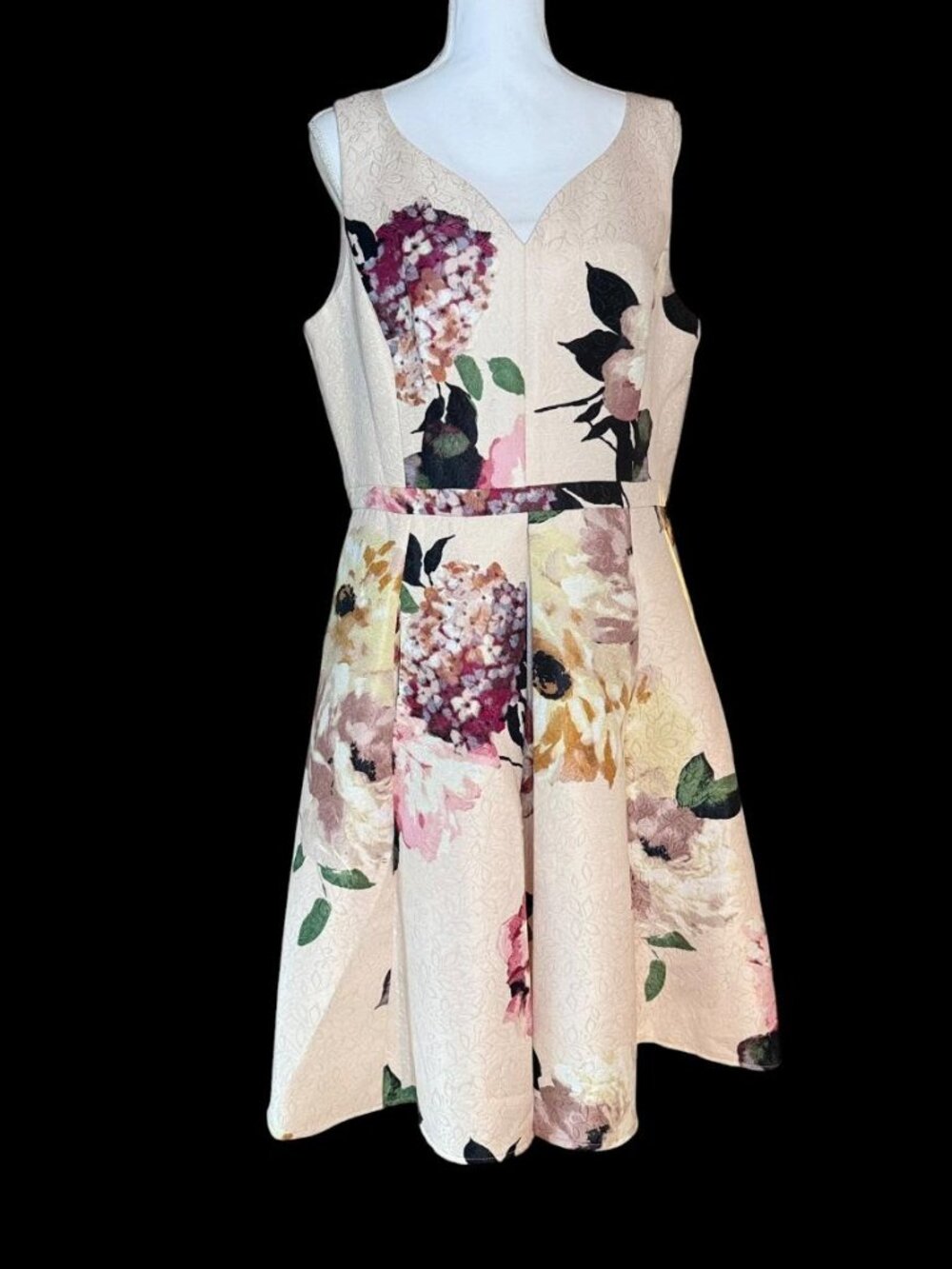 Danny & Nicole Dress Womens 16 Mauve Floral Sleeveless Pockets NWT